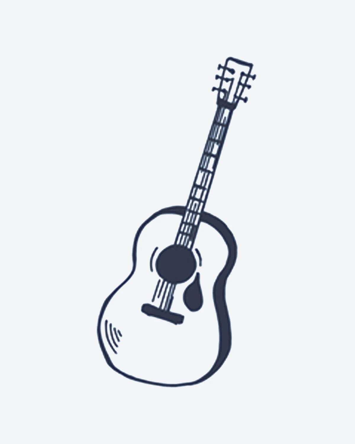 Guitar Doodle semi-permanent tattoo design by INKY – Lines, Hand, Guitar, Bridge illustration, 2 x 2 in (4x4 cm), available at inkytatt.com