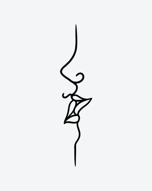 Love Line 4 semi-permanent tattoo design by INKY – Line Art, Fine Line, Face illustration, 2 x 4 in (6x10 cm), available at inkytatt.com