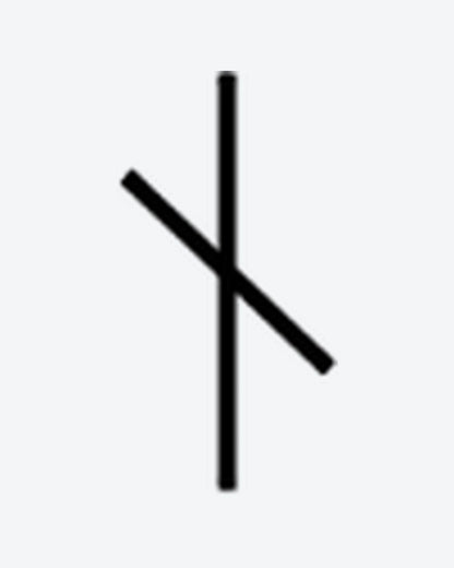 Rune Symbol semi-permanent tattoo design by INKY – Geometric illustration, 0.5 x 0.5 in (1x1 cm), available at inkytatt.com