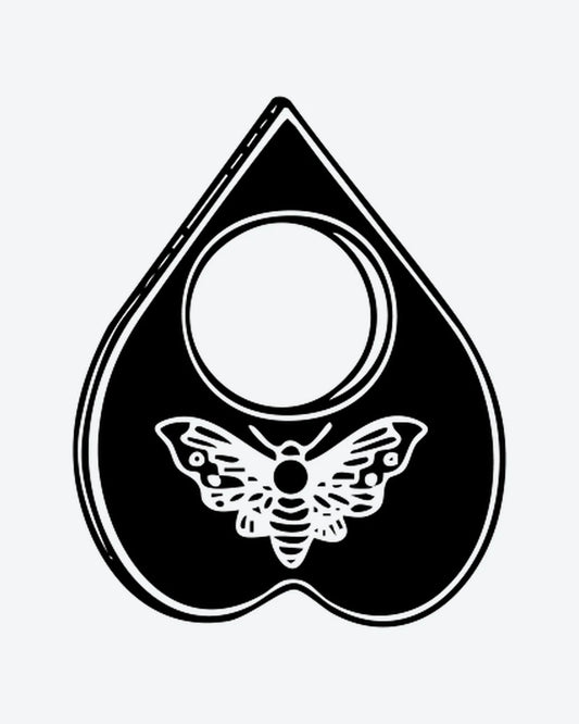 Planchette Mo semi-permanent tattoo design by INKY – Moth, Window illustration, 0.5 x 0.5 in (1x1 cm), available at inkytatt.com