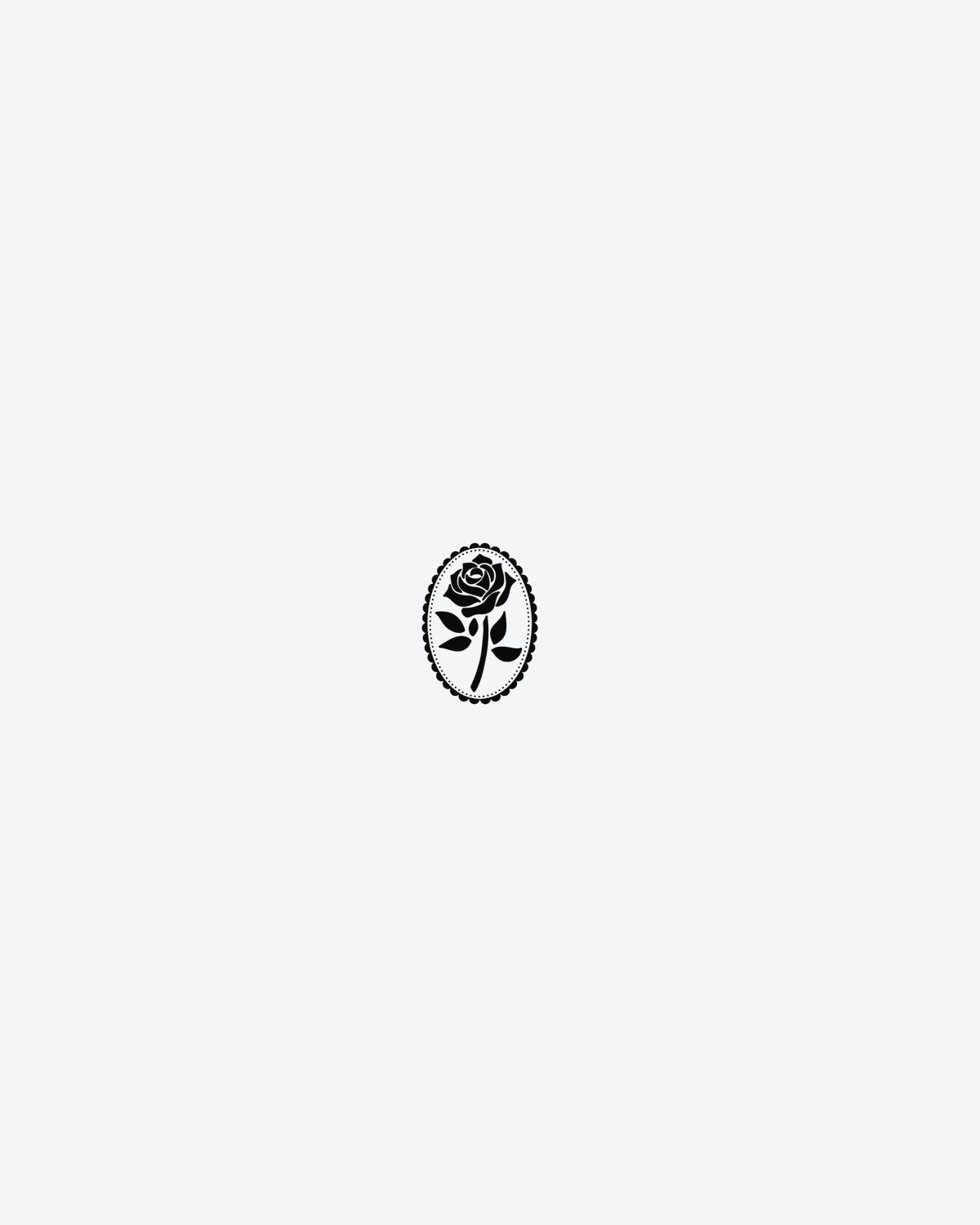 Rose Cameo semi-permanent tattoo design by INKY – Rose, Leaves, Petal, Stem, Frame illustration, 0.5 x 0.5 in (1x1 cm), available at inkytatt.com