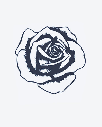 Bold Rose semi-permanent tattoo design by INKY – Rose, Petal illustration, 0.5 x 0.5 in (1x1 cm), available at inkytatt.com