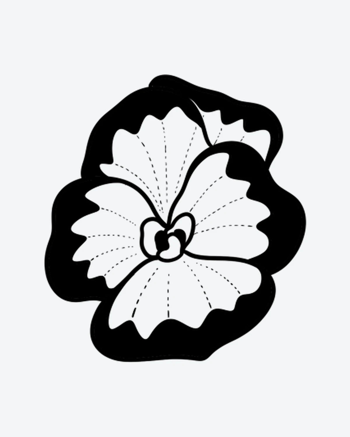Pansy Bloom semi-permanent tattoo design by INKY – Flower, Lines, Petal illustration, 2 x 2 in (4x4 cm), available at inkytatt.com