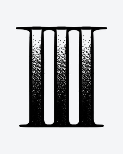 3 Fade semi-permanent tattoo design by INKY – Roman Numeral, Dotwork, Lines illustration, 0.5 x 0.5 in (1x1 cm), available at inkytatt.com