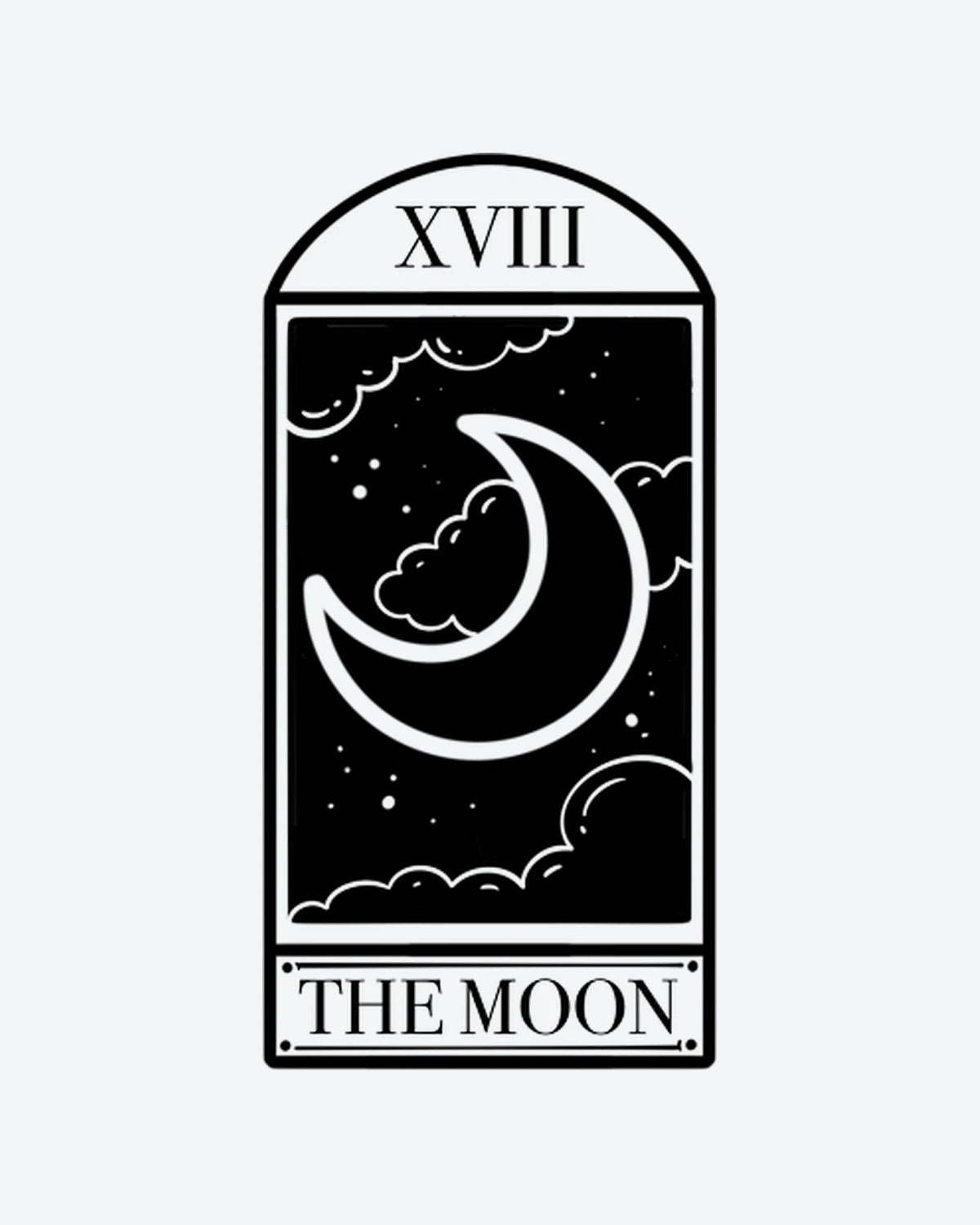 Moon Card semi-permanent tattoo design by INKY – Crescent Moon, Moon, Star, Cloud illustration, 2 x 4 in (6x10 cm), available at inkytatt.com