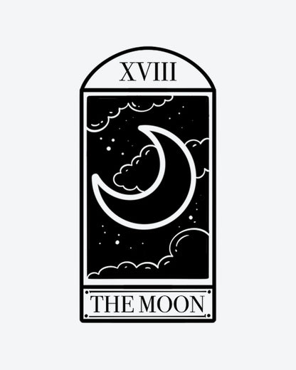 Moon Card semi-permanent tattoo design by INKY – Crescent Moon, Moon, Star, Cloud illustration, 2 x 4 in (6x10 cm), available at inkytatt.com