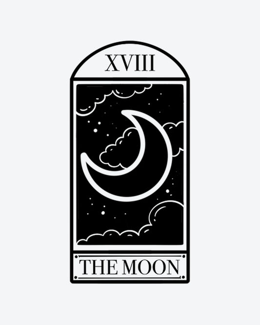Moon Card semi-permanent tattoo design by INKY – Crescent Moon, Moon, Star, Cloud illustration, 2 x 4 in (6x10 cm), available at inkytatt.com
