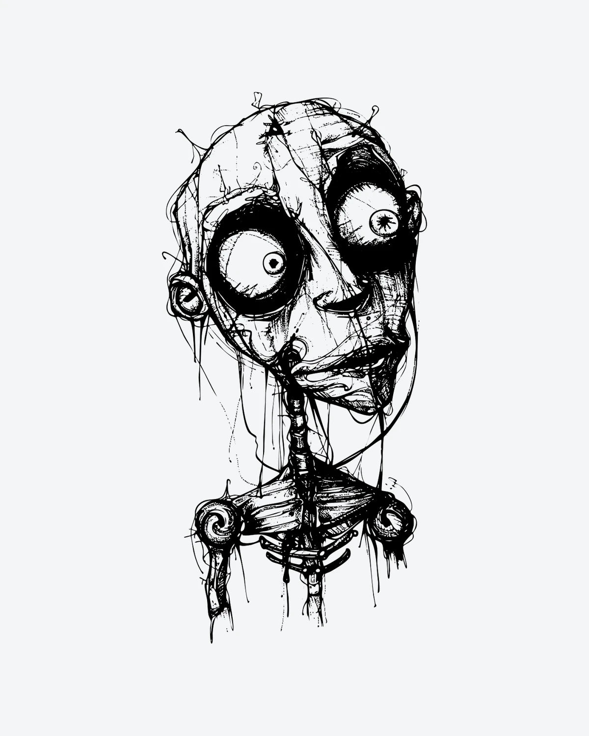 Eerie Sketch semi-permanent tattoo design by INKY – Cross, Eye illustration, 3 x 3 in (7x7 cm), available at inkytatt.com