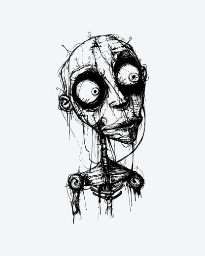 Eerie Sketch semi-permanent tattoo design by INKY – Cross, Eye illustration, 3 x 3 in (7x7 cm), available at inkytatt.com