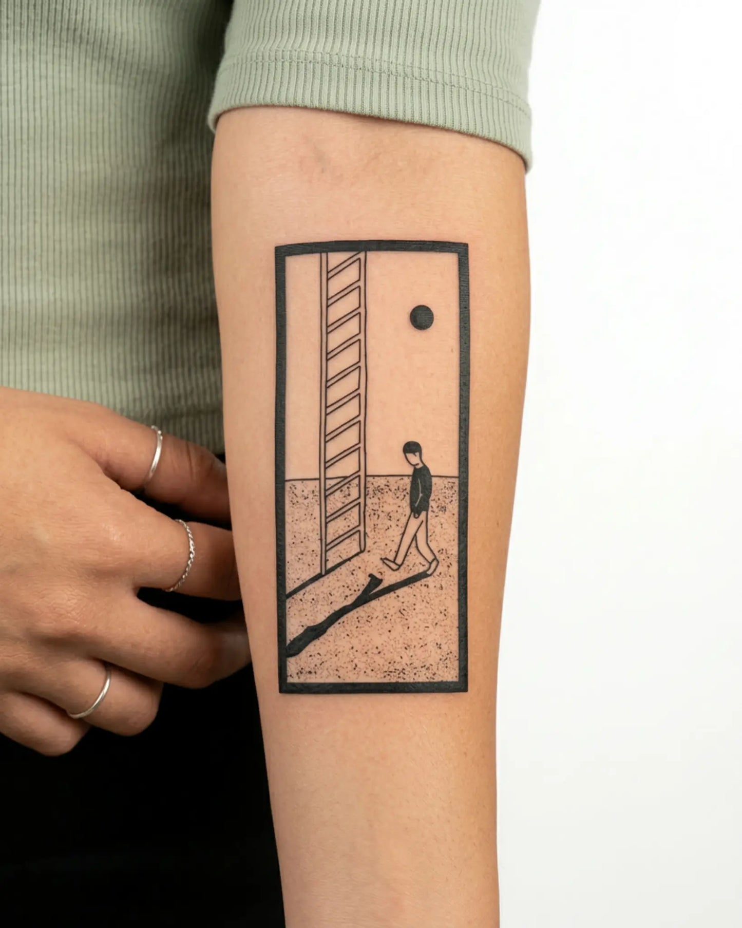 INKY Walk Away semi-permanent tattoo applied on a woman – 2 x 4 in (6x10 cm) design, realistic ink look, lasts 10 days