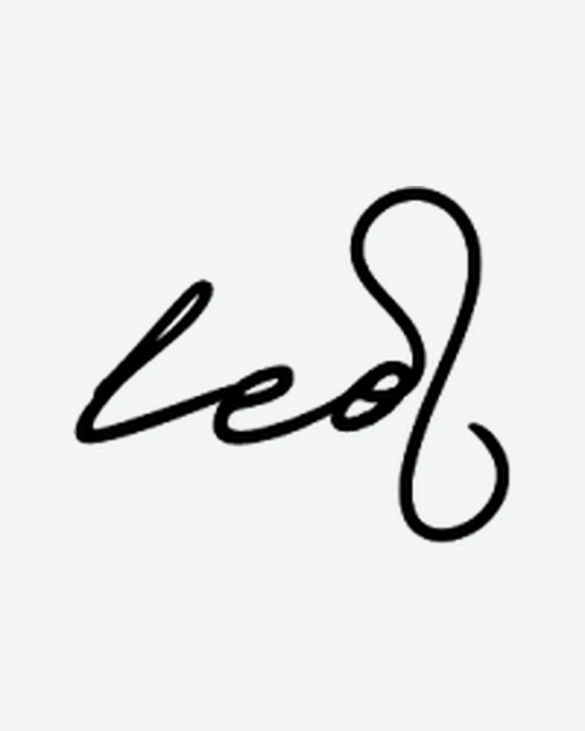 Leo Zodiac semi-permanent tattoo design by INKY – Fine Line, Leo illustration, 2 x 2 in (4x4 cm), available at inkytatt.com