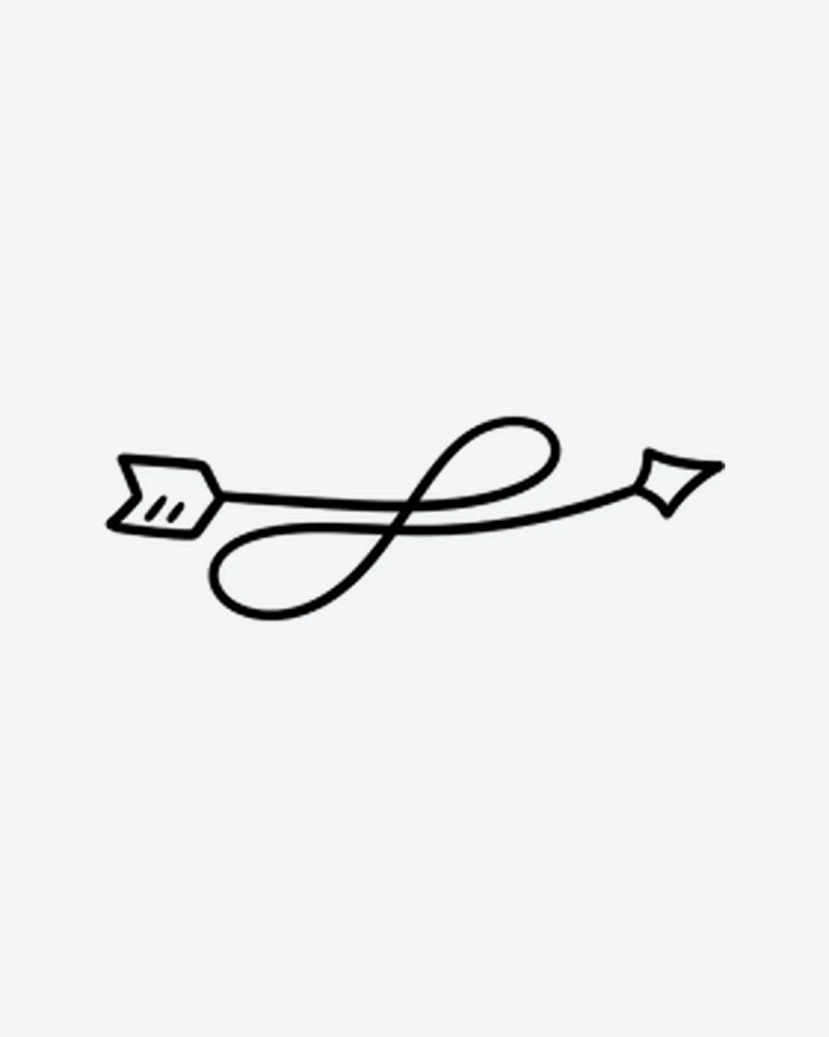 Infinity Arro 2 semi-permanent tattoo design by INKY – Infinity Symbol, Fine Line, Arrow, Diamond, Hand illustration, 3 x 3 in (7x7 cm), available at inkytatt.com