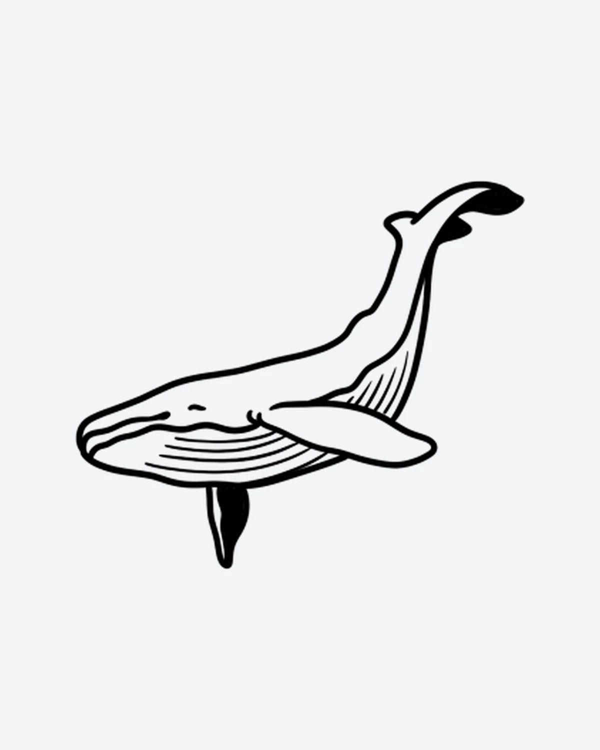 Whale Art semi-permanent tattoo design by INKY – Whale, Ocean illustration, 2 x 2 in (4x4 cm), available at inkytatt.com